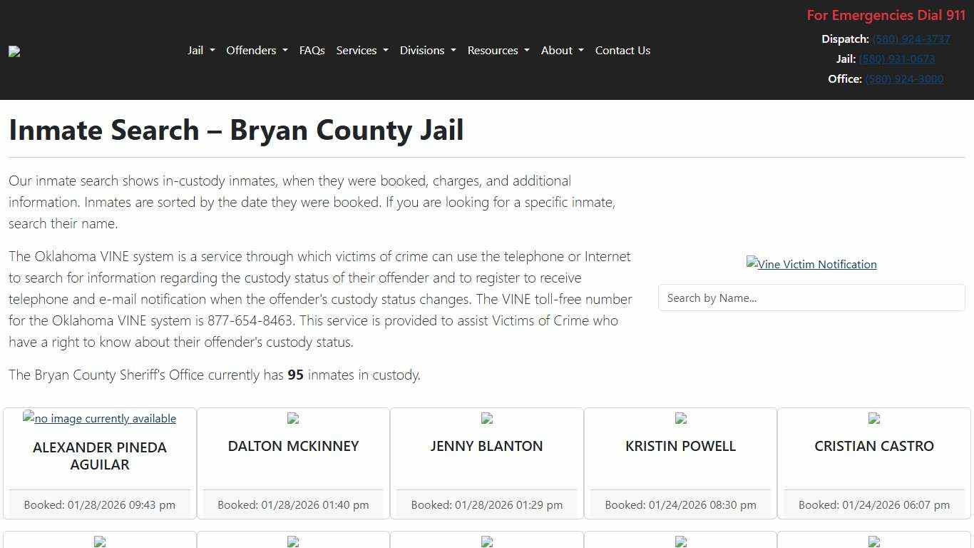 Inmate Search Bryan County Sheriff's Office