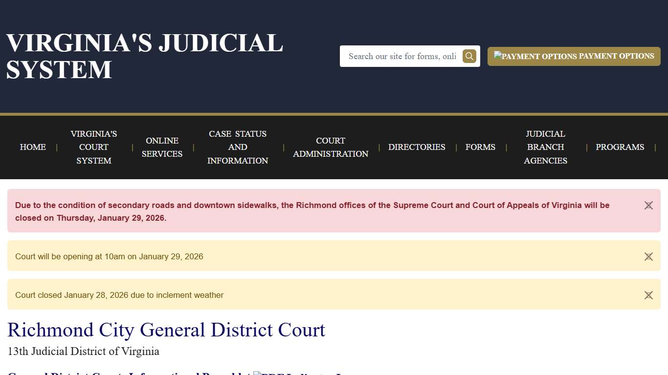 Richmond City General District Court Virginia Court System